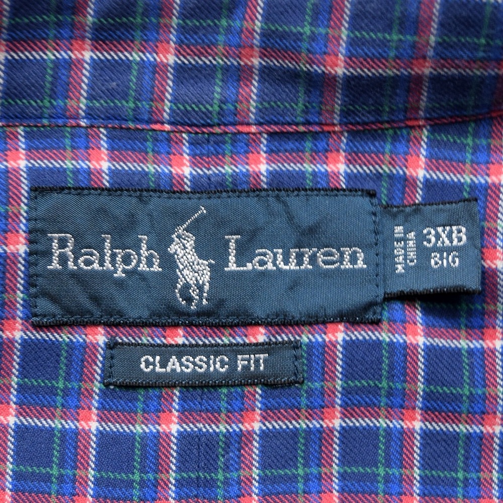 Ralph Lauren Shirt Men 3XB Classic Fit Plaid Blue Red Green Pony Big & Tall - Picture 8 of 13
